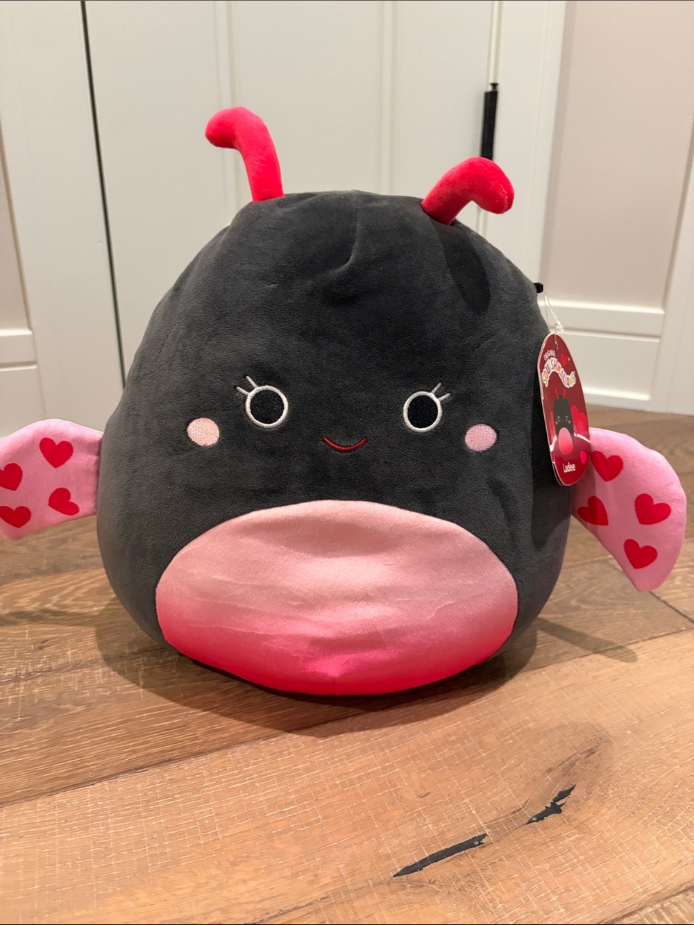 Squishmallows Ladee Black and Pink Ladybug Plush with Heart Wings